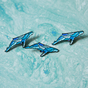 Blue Humpback Whale Enamel Pin