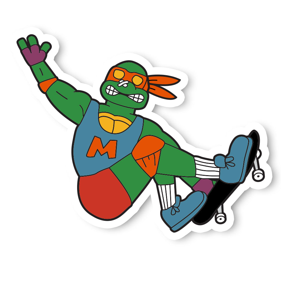 Orange Turtle Skateboarding Sticker